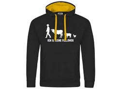 deinshirt Kapuzenpullover Herren Ich und meine Follower Gelb/Schwarz/Beige