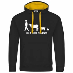 deinshirt Kapuzenpullover Herren Ich und meine Follower Gelb/Schwarz/Beige