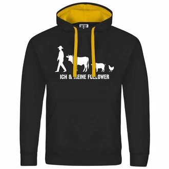 deinshirt Kapuzenpullover Herren Ich und meine Follower Gelb/Schwarz/Beige