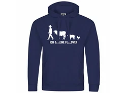 deinshirt Kapuzenpullover Herren Ich und meine Follower Dunkelblau/Beige/Blau