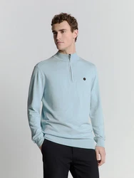 NO EXCESS Rundhalspullover Sweatshirt Blau/Hellblau