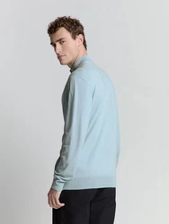 NO EXCESS Rundhalspullover Sweatshirt Blau/Hellblau