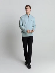 NO EXCESS Rundhalspullover Sweatshirt Blau/Hellblau