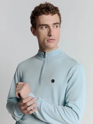 NO EXCESS Rundhalspullover Sweatshirt Blau/Hellblau