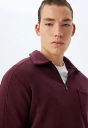 Sweatshirt Polokragen Mit Taschendetail