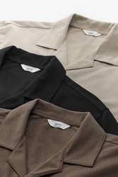Next Kurzarmhemd 3er-Pack Beige/Khaki/Braun/Dunkelbraun