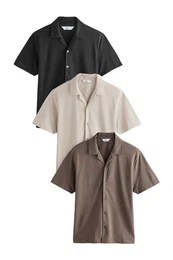Kurzarmhemd Kurzrmelige Piqu-Hemden, 3er-Pack (3-tlg)