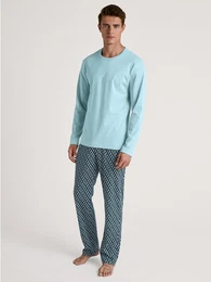 Schlafanzug Relax Streamline 2 (2 tlg) Langarm-Shirt mit eingefasstem Rundhalsausschnitt