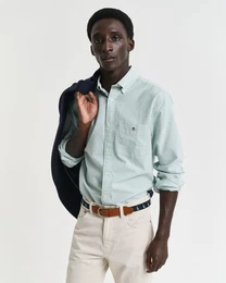 Langarmhemd Regular Fit Oxford Hemd strukturiert langlebig dicker gestreift mit dezenter Logostickerei