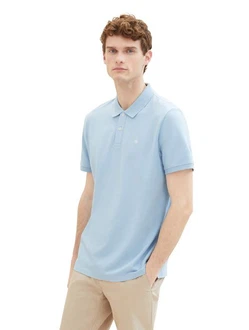 TOM TAILOR Poloshirt pastellblau/weiß