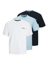 Rundhalsshirt JJBEAU TEE SS FRONTPRINT 3PK MP (Packung, 3-tlg)