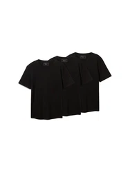 TOM TAILOR Denim T-Shirt (3er-Pack) Schwarz