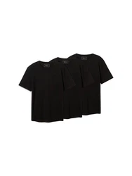 TOM TAILOR Denim T-Shirt (3er-Pack) Schwarz