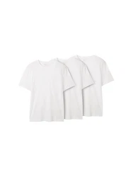 TOM TAILOR Denim T-Shirt (3er-Pack) Weiß/Grau/Creme