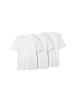 TOM TAILOR Denim T-Shirt (3er-Pack) Weiß/Grau/Creme