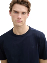 TOM TAILOR T-Shirt mit Logo Dunkelblau/Hellblau
