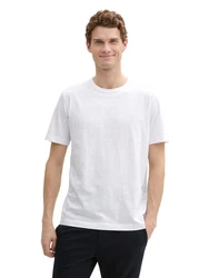 TOM TAILOR T-Shirt mit Logo Weiß/Creme