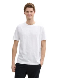 TOM TAILOR T-Shirt mit Logo Weiß/Creme