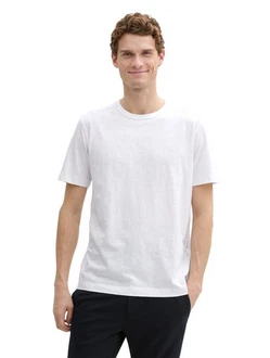 TOM TAILOR T-Shirt mit Logo Weiß/Creme