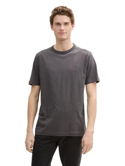 TOM TAILOR T-Shirt mit Logo Dunkelgrau/Hellgrau/Grau