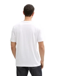 TOM TAILOR T-Shirt mit Ton-in-Ton Logo Weiß/Schwarz