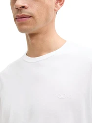 TOM TAILOR T-Shirt mit Ton-in-Ton Logo Weiß/Schwarz