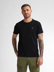 Petrol Industries Rundhalsshirt mit Logo Stickerei Schwarz/Khaki/Dunkelgrün