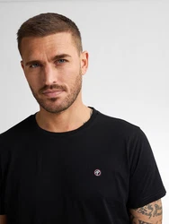 Petrol Industries Rundhalsshirt mit Logo Stickerei Schwarz/Khaki/Dunkelgrün