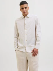 JACK & JONES Hemd 'JJESummer' Khaki/Weiß/Creme/Beige