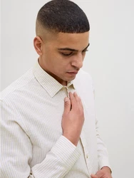 JACK & JONES Hemd 'JJESummer' Khaki/Weiß/Creme/Beige