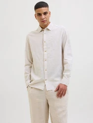 JACK & JONES Hemd 'JJESummer' Khaki/Weiß/Creme/Beige