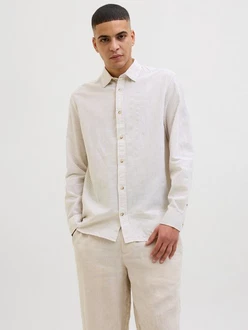 JACK & JONES Hemd 'JJESummer' Khaki/Weiß/Creme/Beige JACK & JONES Hemd 'JJESummer' Khaki/Weiß/Creme/Beige