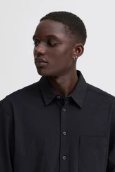 Blend Langarmhemd BHALO JERSEY SHIRT Schwarz