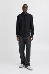 Blend Langarmhemd BHALO JERSEY SHIRT Schwarz