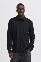 Blend Langarmhemd BHALO JERSEY SHIRT Schwarz