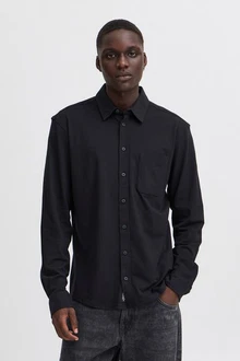 Blend Langarmhemd BHALO JERSEY SHIRT Schwarz