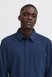 Blend Langarmhemd BHALO JERSEY SHIRT Dunkelblau/Blau