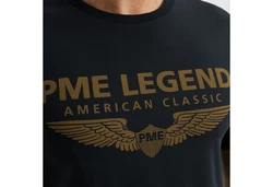 PME LEGEND Rundhalsshirt mit Logoprint Dunkelblau/Schwarz