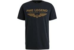 PME LEGEND Rundhalsshirt mit Logoprint Dunkelblau/Schwarz