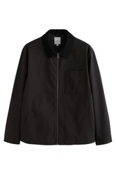 Next Blouson Wasserabweisende Jacke mit Cordkragen (1-St) Schwarz