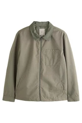 Next Blouson Wasserabweisende Jacke mit Cordkragen (1-St) Khaki/Beige/Dunkelgrün