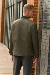 Next Blouson Wasserabweisende Jacke mit Cordkragen (1-St) Khaki/Beige/Dunkelgrün