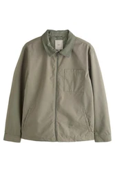Next Blouson Wasserabweisende Jacke mit Cordkragen (1-St) Khaki/Beige/Dunkelgrün