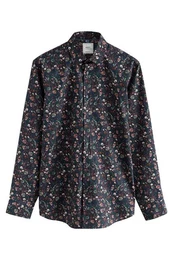 Langarmhemd Langrmeliges gemustertes Slim Fit Hemd (1-tlg)