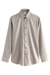 Next Langarmhemd Slim Fit Hemd Rot/Beige