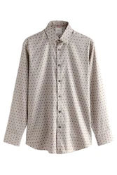 Next Langarmhemd Slim Fit Hemd Rot/Beige