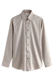 Langarmhemd Langrmeliges gemustertes Slim Fit Hemd (1-tlg)