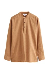 Langarmhemd Strukturiertes Langarmshirt aus 100% Baumwolle (1-tlg)
