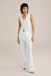 WE Fashion Anzughose Grau/Weiß/Creme/Khaki
