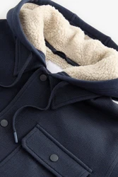 Next Hemdjacke mit Kapuze und Borgfutter Dunkelblau/Hellblau/Blau